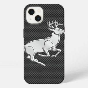 Chrome Like Running Buck on Carbon Fibre Print iPhone 13 Case