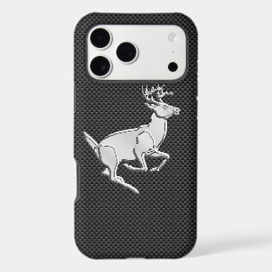 Chrome Like Running Deer on Carbon Fibre Print