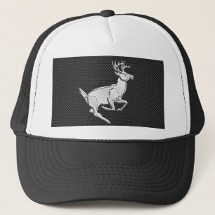Chrome Like Running Deer on Carbon Fibre Print Trucker Hat