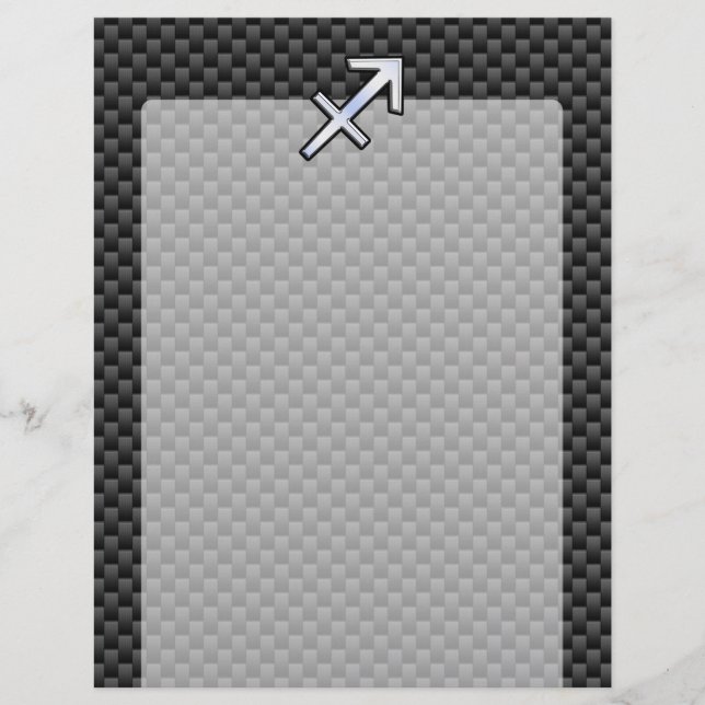 Chrome Like Sagittarius Sign Carbon Fibre Print (Front)