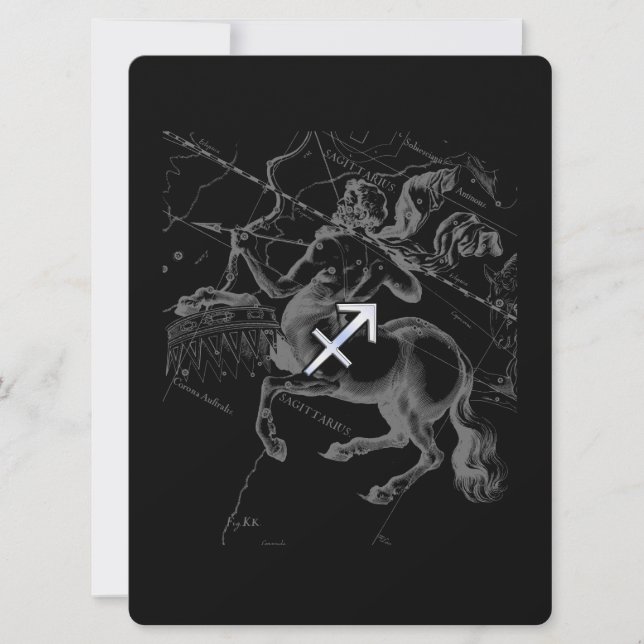 Chrome Like Sagittarius Zodiac Sign Hevelius Decor (Front)