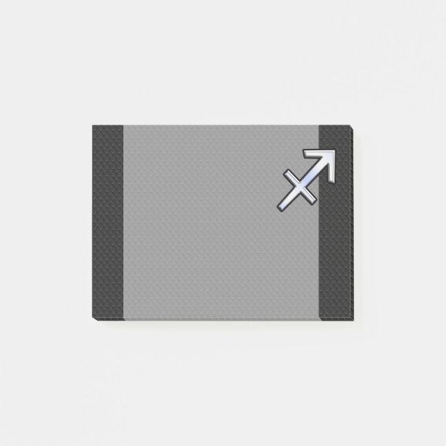 Chrome Like Sagittarius Zodiac Sign on Black Post-it Notes (Front)
