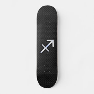 Chrome Like Sagittarius Zodiac Sign on Black Skateboard