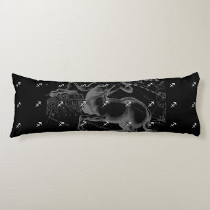 Chrome like Sagittarius Zodiac Sign on Hevelius Body Cushion