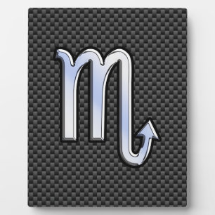 Chrome Like Scorpio Zodiac Sign Carbon Fibre Print Plaque
