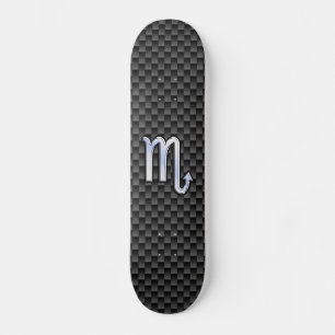 Chrome Like Scorpio Zodiac Sign Carbon Fibre Print Skateboard