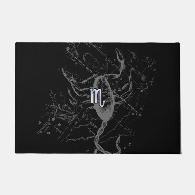 Chrome like Scorpio Zodiac Sign on Hevelius 1690 Doormat (Front)