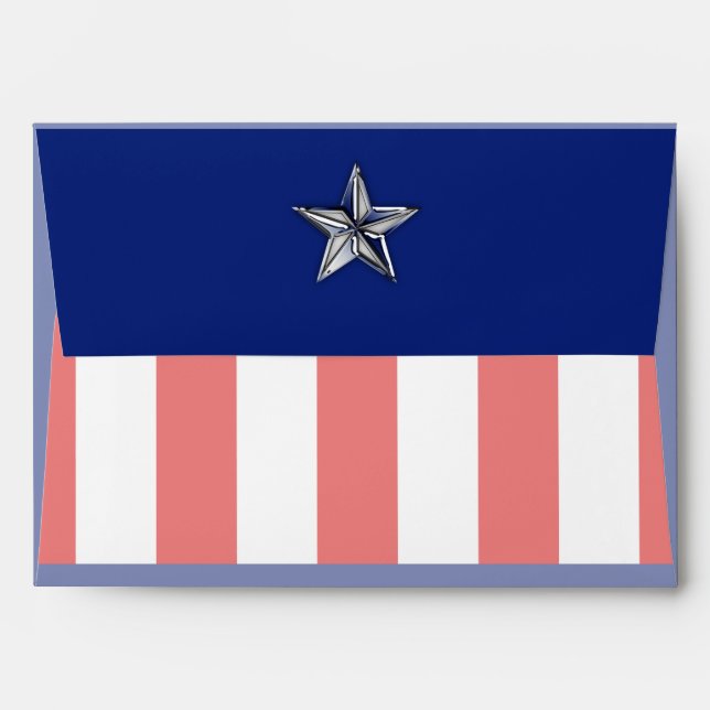 Chrome Like Silver Star Festive Patriotic Colours Envelope (Back (Top Flap))