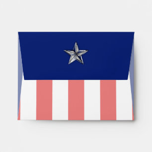 Chrome Like Silver Star Festive Patriotic Colours Envelopes