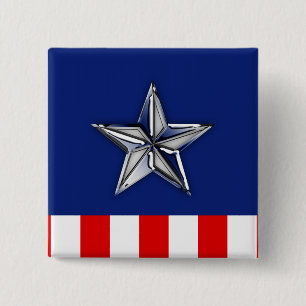 Chrome Like Star on Festive Patriotic Colours 15 Cm Square Badge