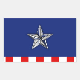 Chrome Like Star on Festive Patriotic Colours Rectangular Sticker