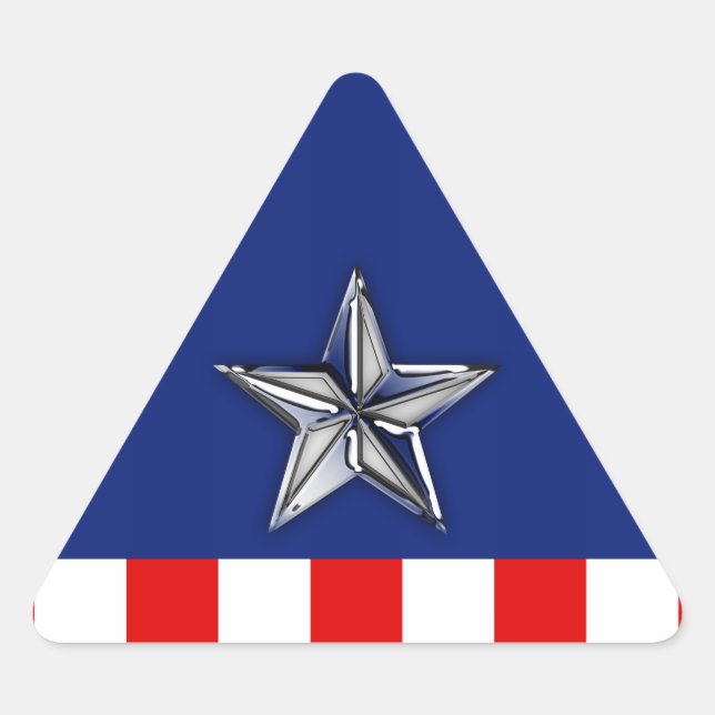 Chrome Like Star on Festive Patriotic Colours Triangle Sticker (Front)