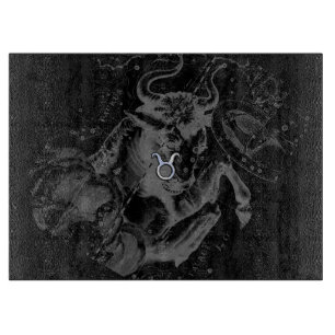Chrome like Taurus Sign on Hevelius Cutting Board