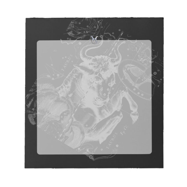 Chrome like Taurus Sign on Hevelius Notepad (Front)