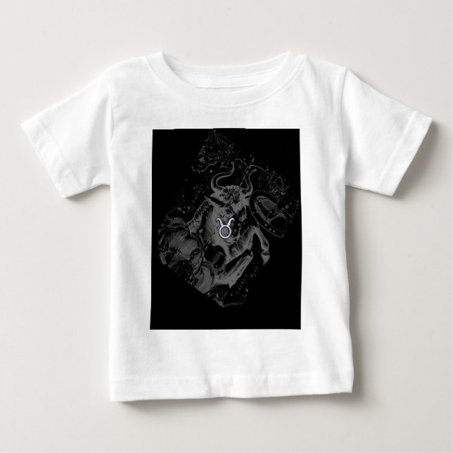 Chrome like Taurus Zodiac on Hevelius Black Baby T-Shirt (Front)