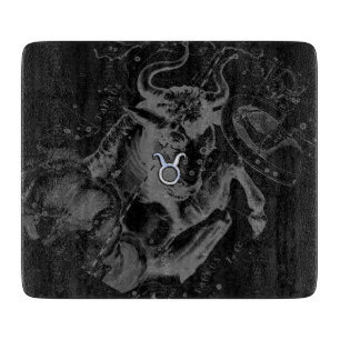 Chrome like Taurus Zodiac on Hevelius Black Cutting Board