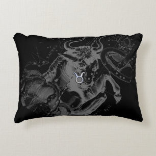 Chrome like Taurus Zodiac Sign on Hevelius Decorative Cushion