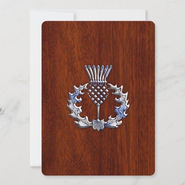 Chrome Like Thistle on Mahogany Wood Style (Front)