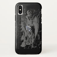 Chrome like Virgo Zodiac Sign on Black Hevelius