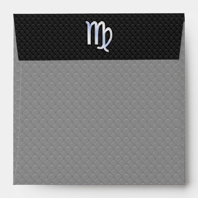 Chrome Like Virgo Zodiac Sign on Black snake skin Envelopes (Back (Top Flap))