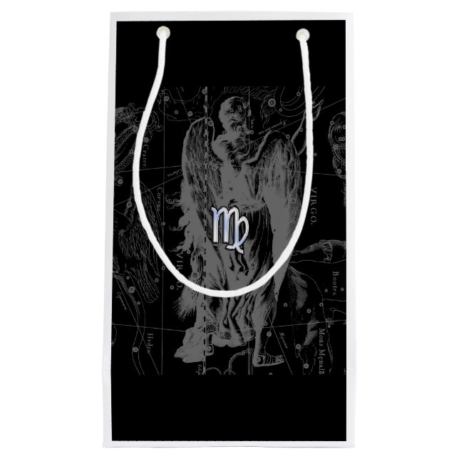 Chrome like Virgo Zodiac Sign on Hevelius Small Gift Bag (Front)
