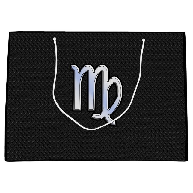 Chrome Like Virgo Zodiac Sign on snake skin Large Gift Bag (Front)