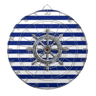 Chrome Like Wheel on Nautical Stripes Dartboard