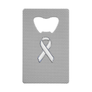 Chrome Like White Ribbon Awareness Carbon Fibre