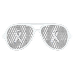 Chrome Like White Ribbon Awareness Carbon Fibre Aviator Sunglasses