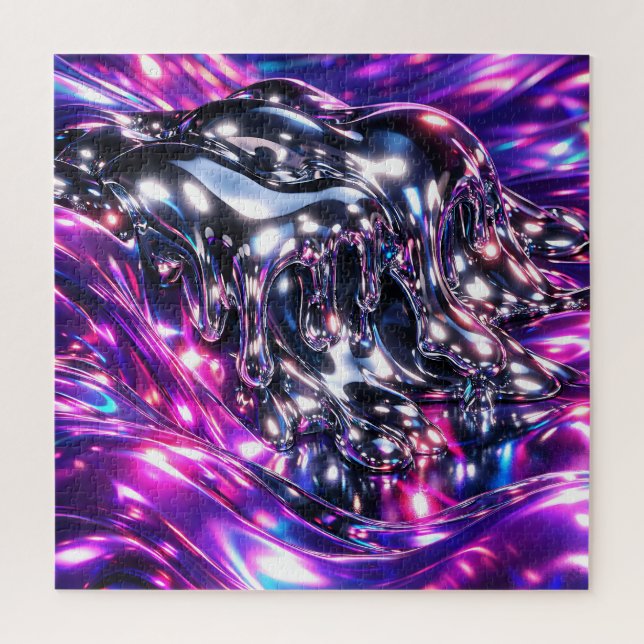 Chrome Liquid Purple Abstract Jigsaw Puzzle (Vertical)