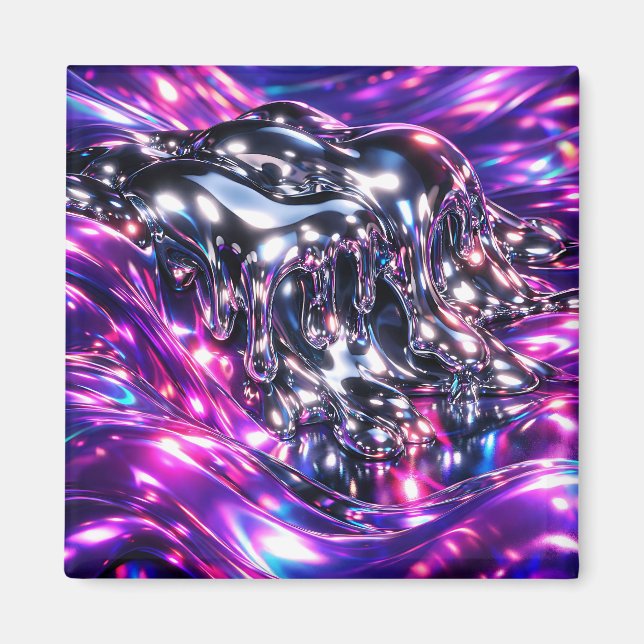 Chrome Liquid Purple Abstract Magnet (Front)
