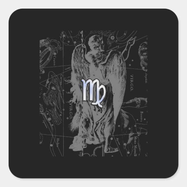 Chrome looks Virgo Zodiac Sign on Hevelius Square Sticker (Front)