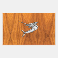Chrome Marlin on Teak Wood