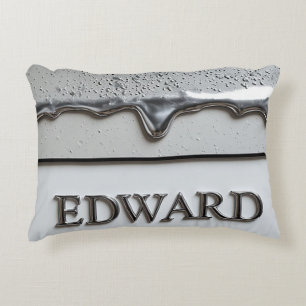 Chrome Melt Effect Silver Glossy Futuristic Luxury Decorative Cushion