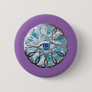 Chrome Mystical Eye Design 6 Cm Round Badge