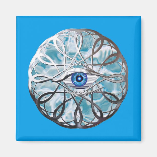 Chrome Mystical Eye Design Magnet (Front)