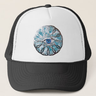 Chrome Mystical Eye Design Trucker Hat