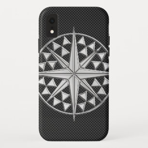 Chrome Nautical Star on Carbon Fibre iPhone XR Case