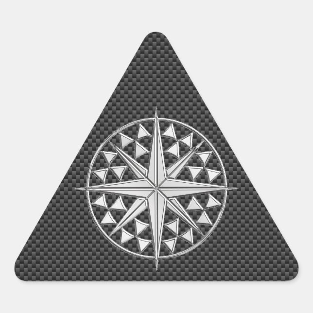 Chrome Nautical Star on Carbon Fibre Triangle Sticker (Front)