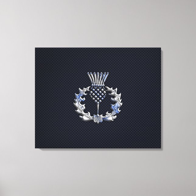 Chrome on Carbon Fibre Print Scottish Thistle (Front)