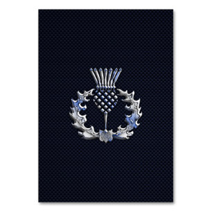 Chrome on Carbon Fibre Print Scottish Thistle Table Number