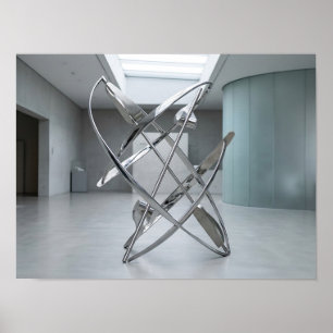 Chrome Orbital Sculpture Minimal Futuristic Art Poster