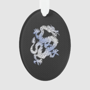 Chrome orient Style Dragon Black Snake Skin Print Ornament
