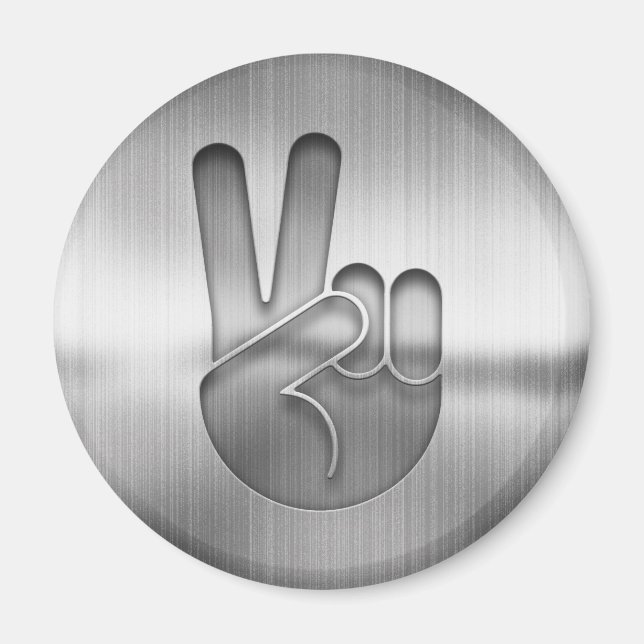 Chrome Peace Hand Magnet (Front)