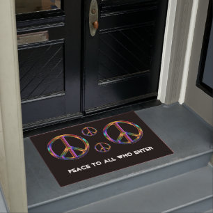 Chrome Peace Sign Doormat
