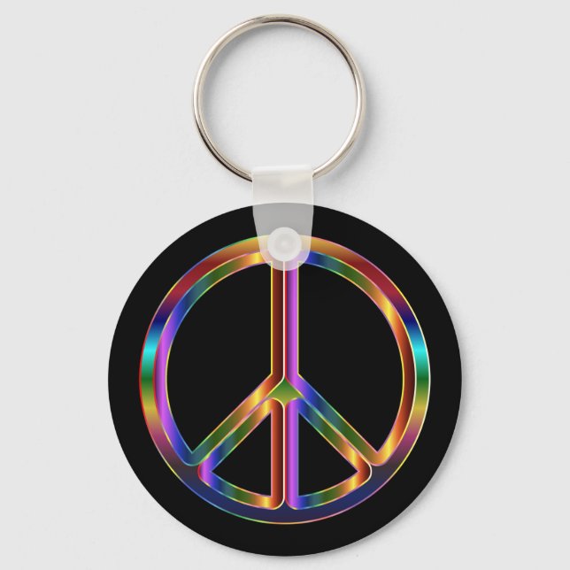 Chrome Peace Sign Key Ring (Front)