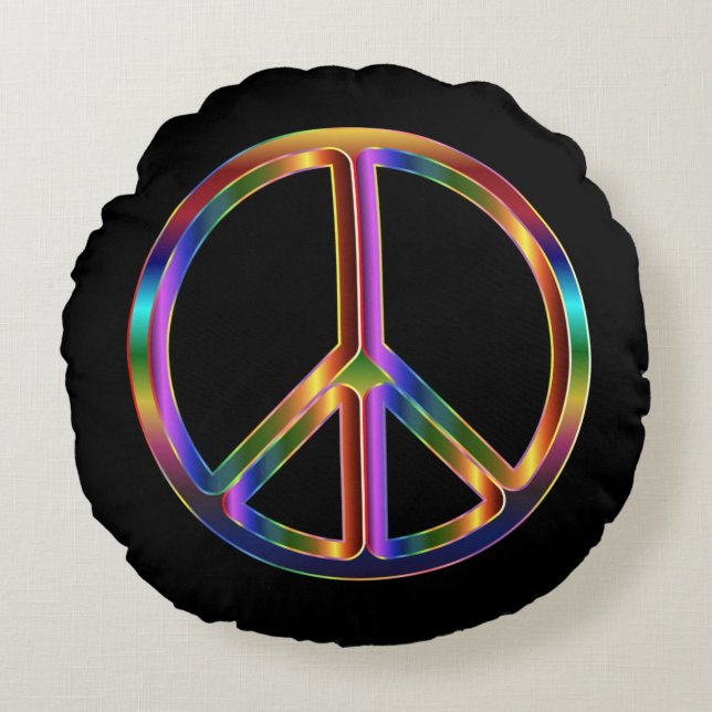 Chrome Peace Sign Round Cushion (Front)