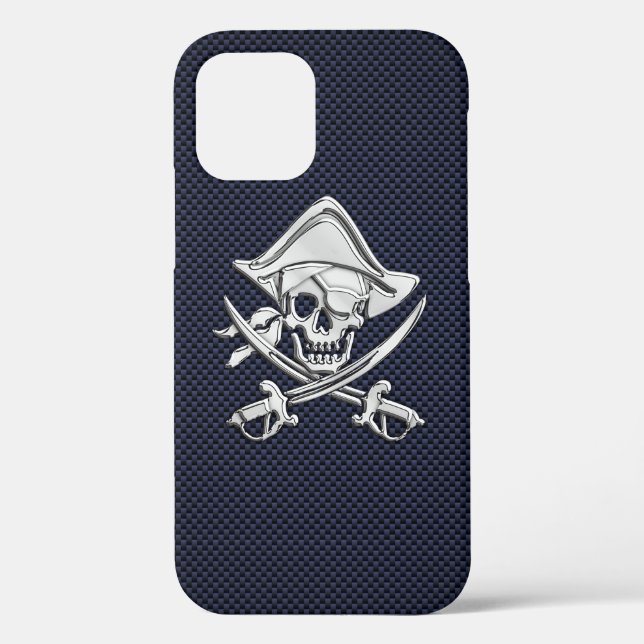 Chrome Pirate on Carbon Fibre Print Case-Mate iPhone Case (Back)