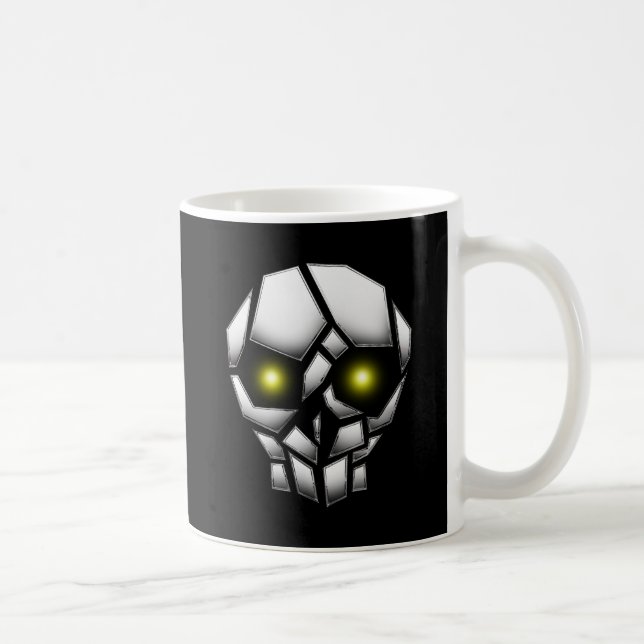 Chrome Plated Skull with Glowing Eyes Coffee Mug (Right)