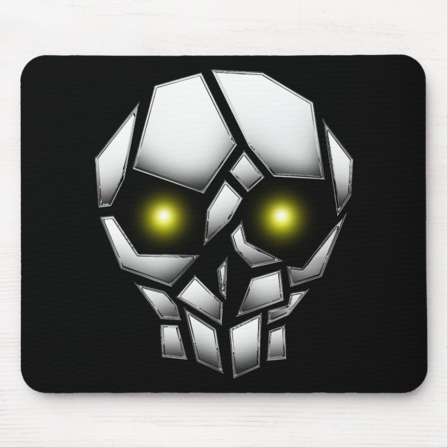 Chrome Plated Skull with Glowing Eyes Mouse Pad (Front)